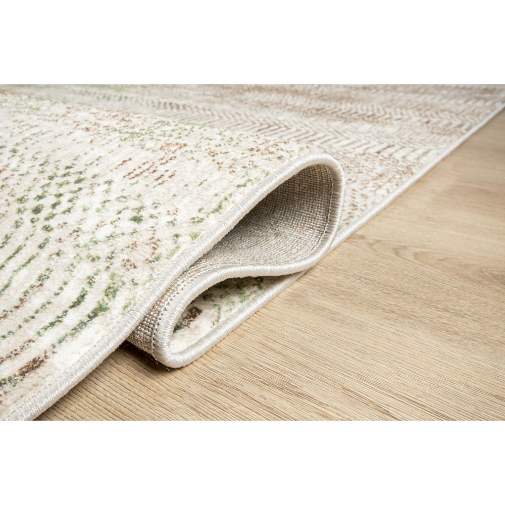 Tapete colección Deniz U7016 rectangular de poliéster pelo corto en tono crema verde