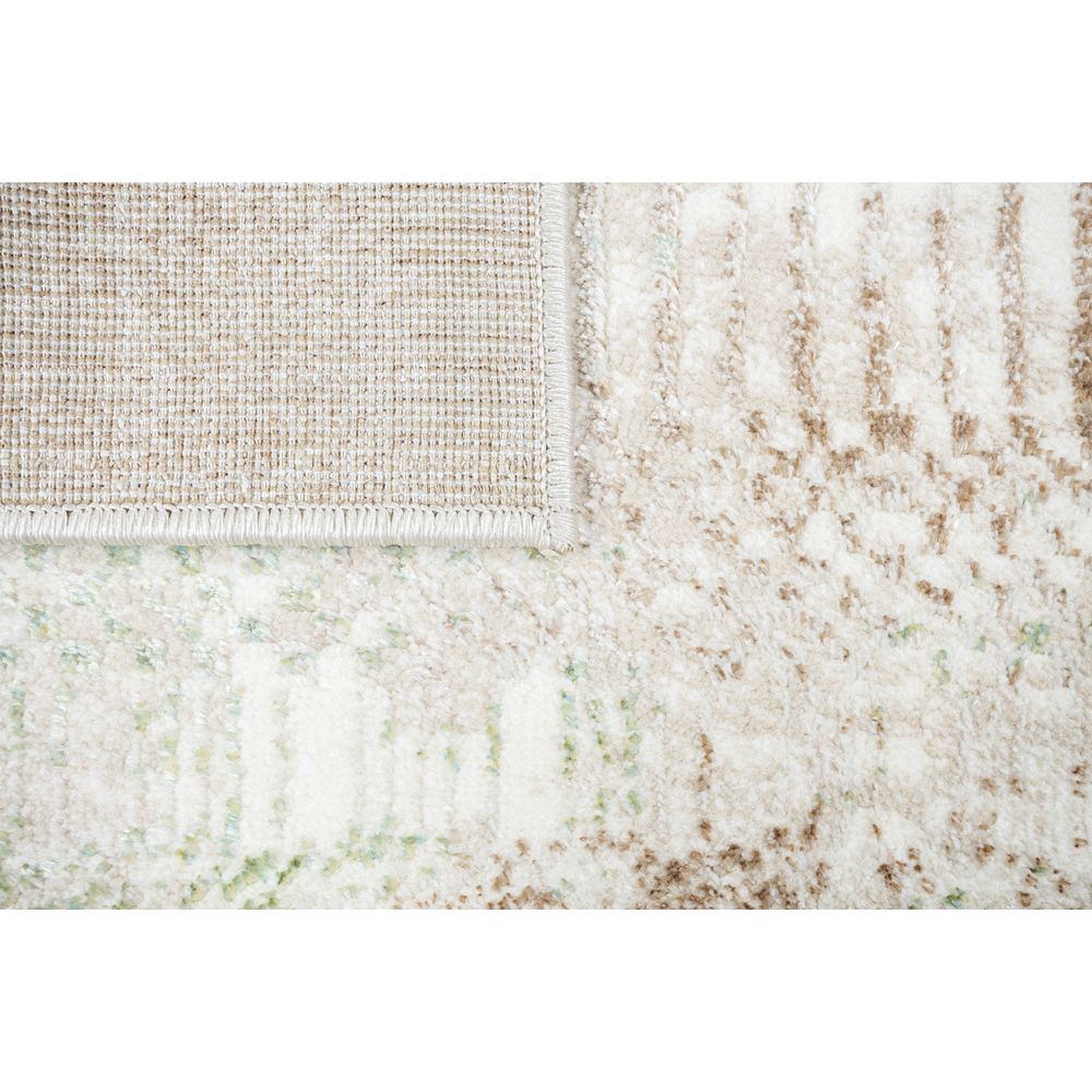 Tapete colección Deniz U7016 rectangular de poliéster pelo corto en tono crema verde
