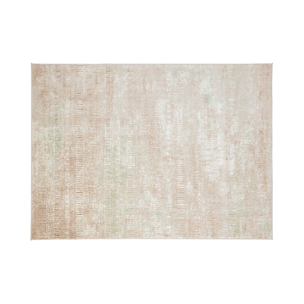 Tapete colección Deniz U7016 rectangular de poliéster pelo corto en tono crema verde