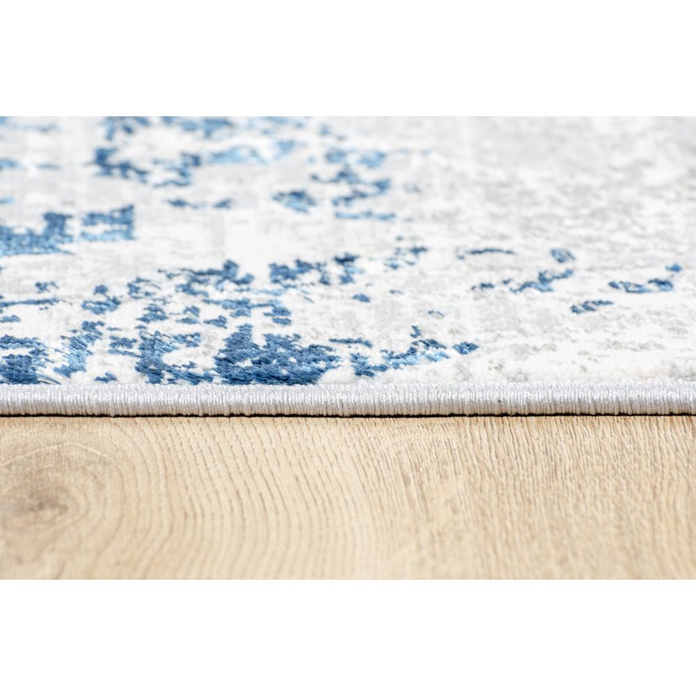 Tapete decorativo colección Deniz U7017 rectangular en poliéster color gris crema azul