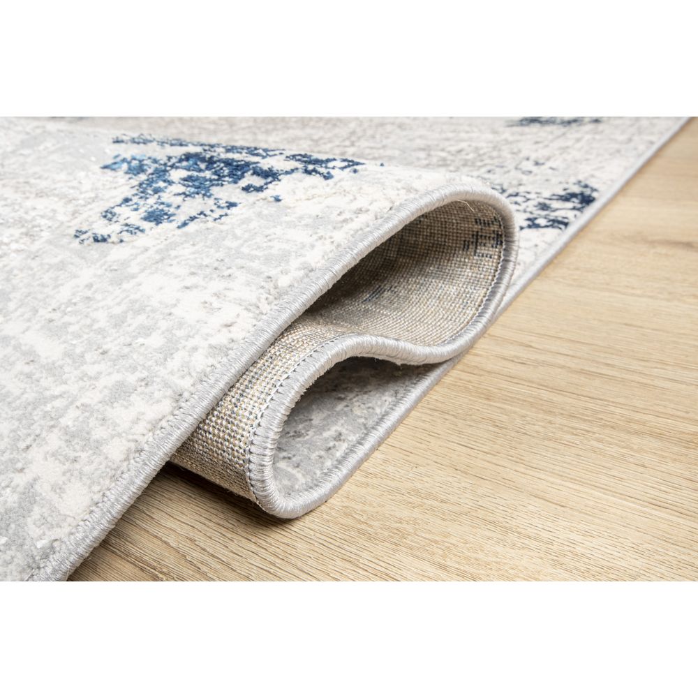 Tapete decorativo colección Deniz U7017 rectangular en poliéster color gris crema azul