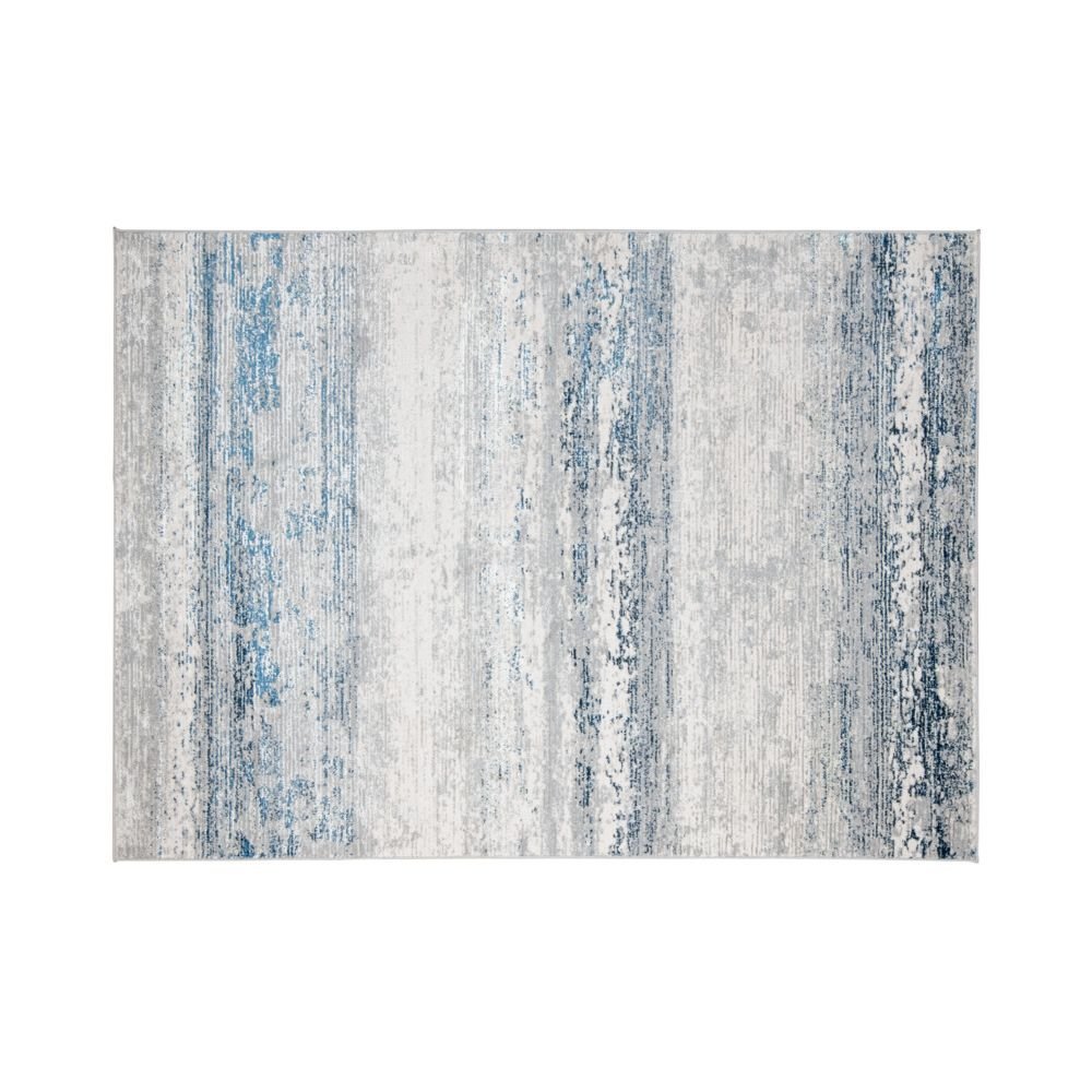 Tapete decorativo Deniz U7018 rectangular de poliéster en gris, crema y azul