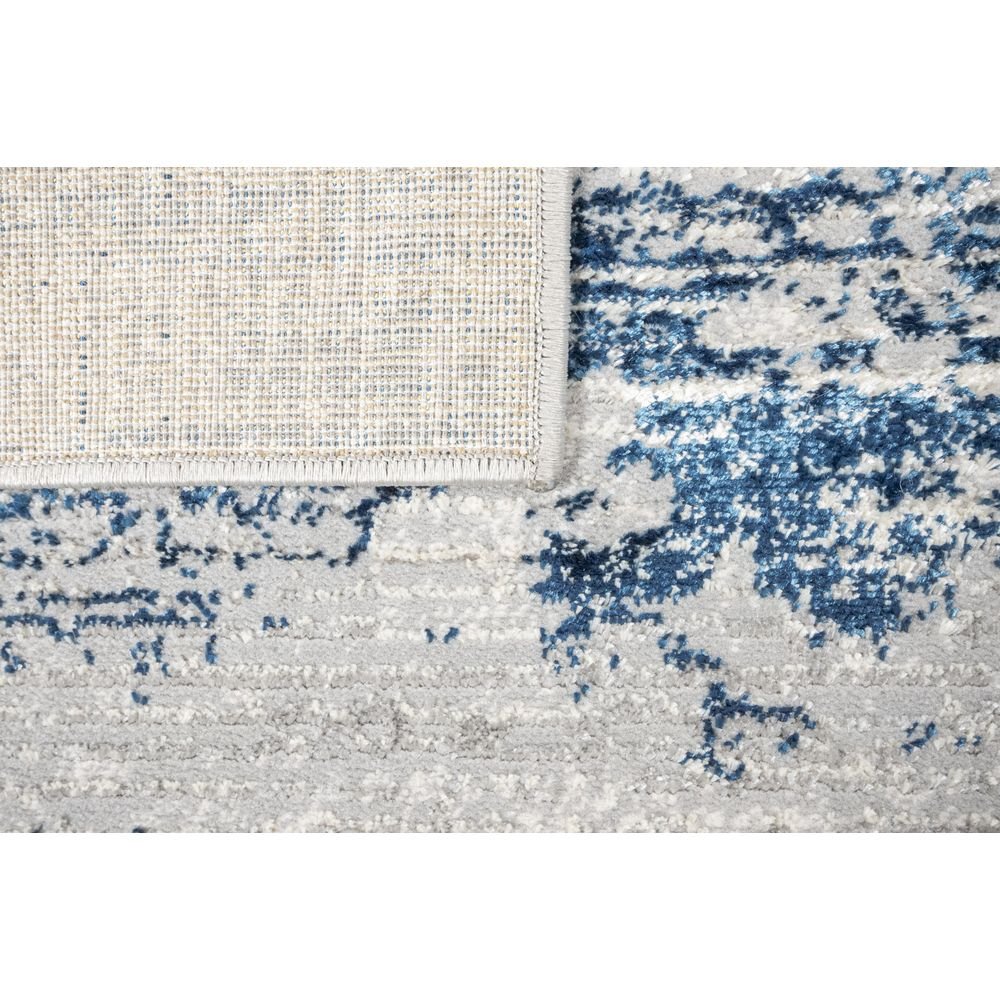 Tapete decorativo Deniz U7018 rectangular de poliéster en gris, crema y azul