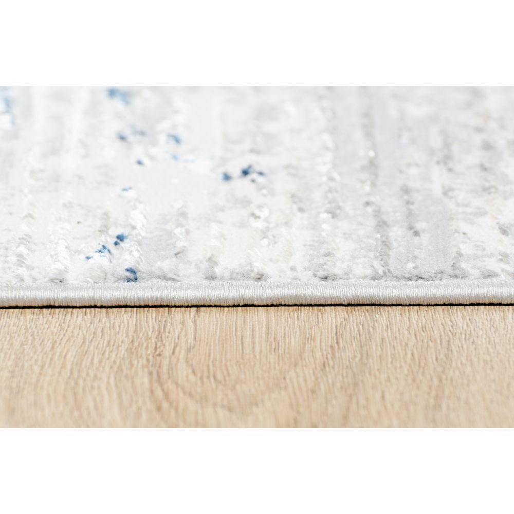 Tapete decorativo Deniz U7018 rectangular de poliéster en gris, crema y azul
