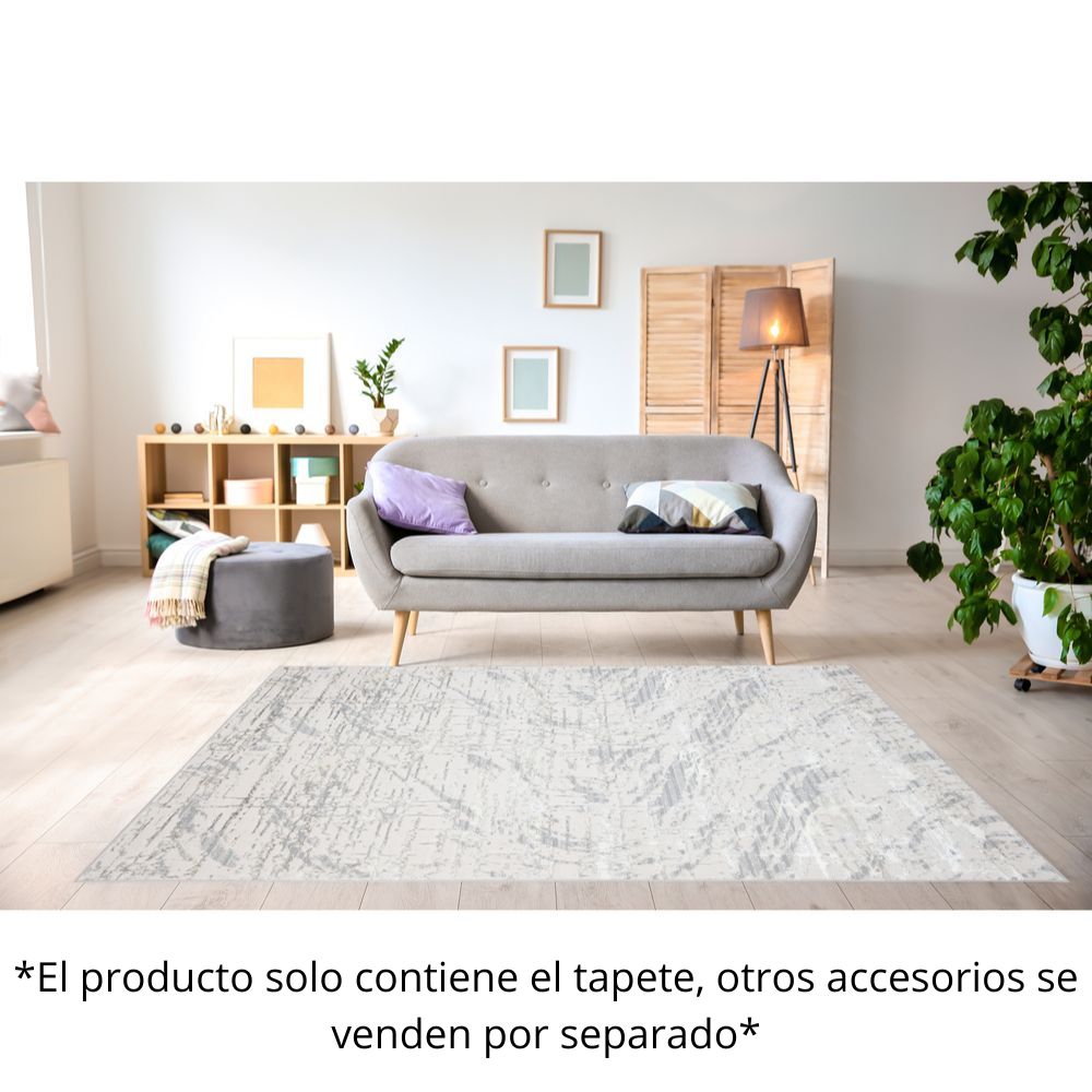 Tapete decorativo colección Deniz U7019 rectangular de poliéster en gris