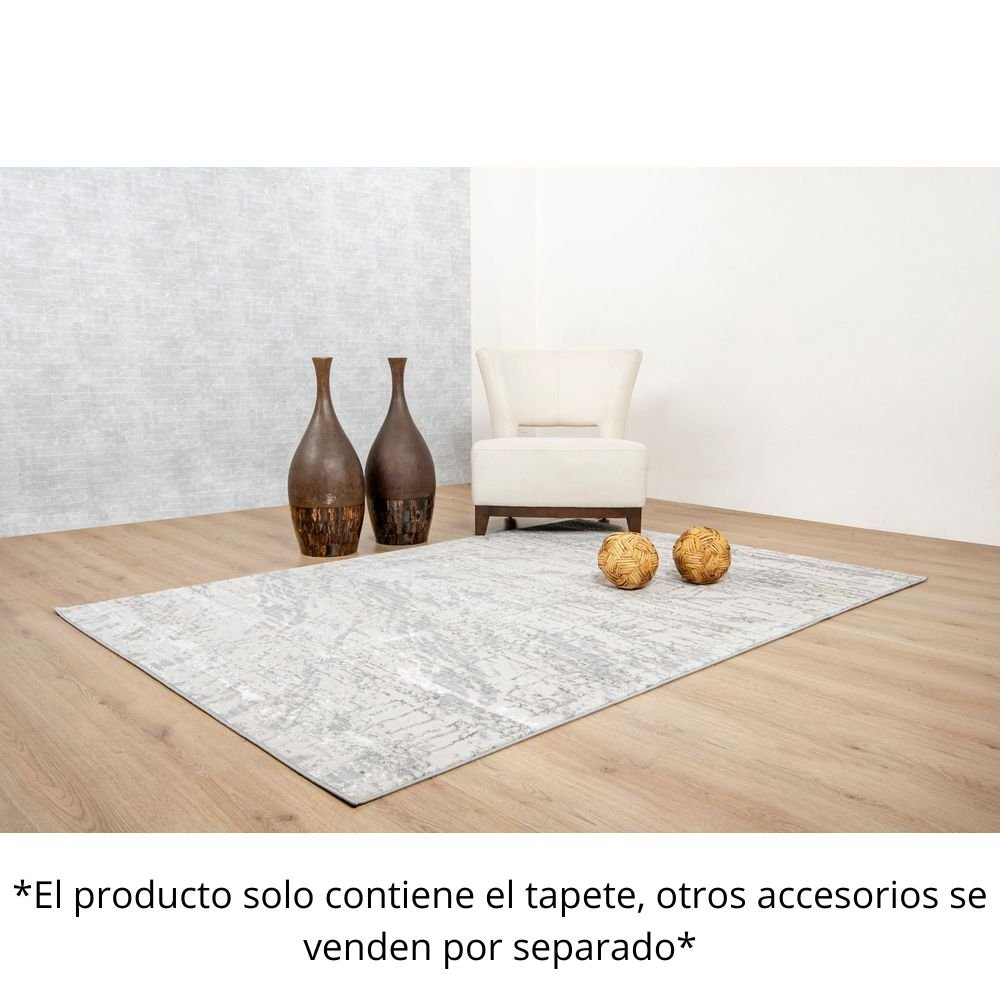 Tapete decorativo colección Deniz U7019 rectangular de poliéster en gris