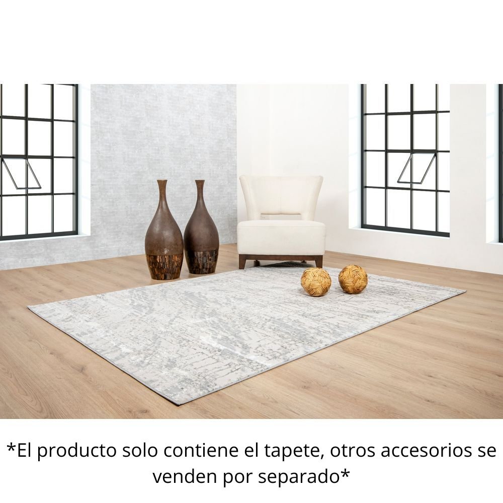 Tapete decorativo colección Deniz U7019 rectangular de poliéster en gris