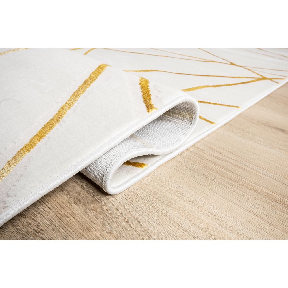 Tapete decorativo colección Elif rectangular en polipropileno y poliéster oro taupe de pelo corto