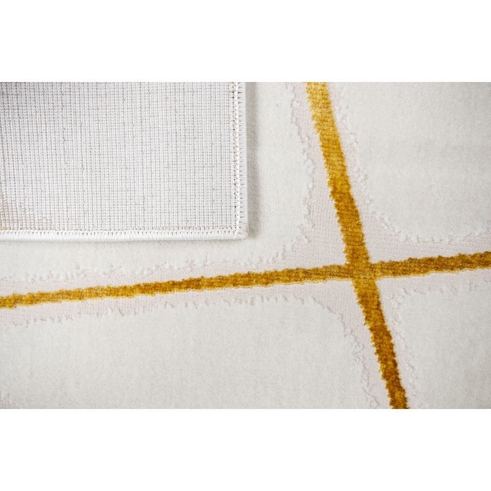 Tapete decorativo colección Elif rectangular en polipropileno y poliéster oro taupe de pelo corto