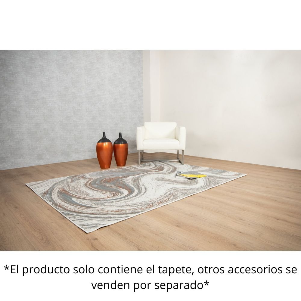 Tapete decorativo colección Elif U6030 rectangular de polipropileno y poliéster pelo corto en crema y taupe