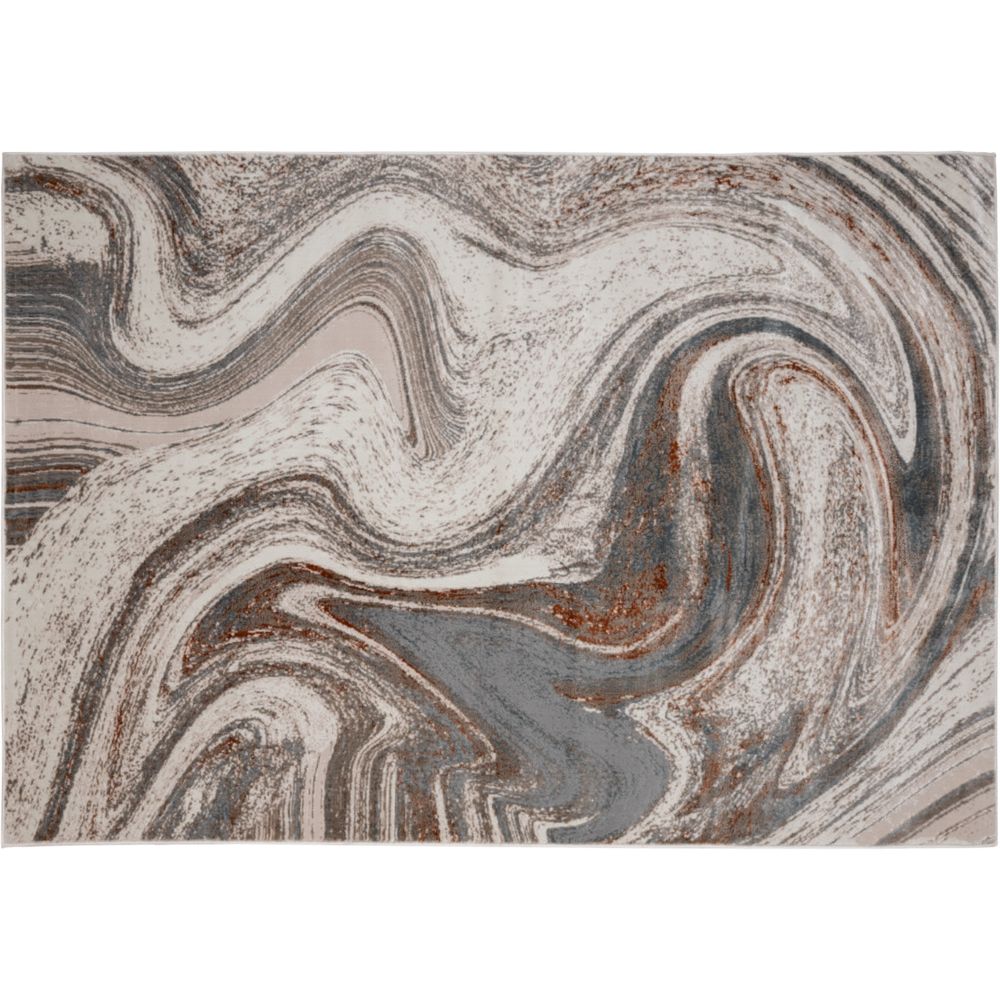 Tapete decorativo colección Elif U6030 rectangular de polipropileno y poliéster pelo corto en crema y taupe