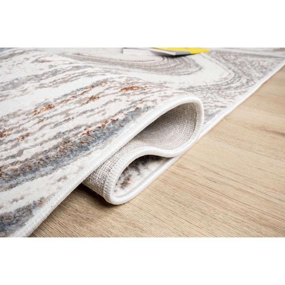 Tapete decorativo colección Elif U6030 rectangular de polipropileno y poliéster pelo corto en crema y taupe