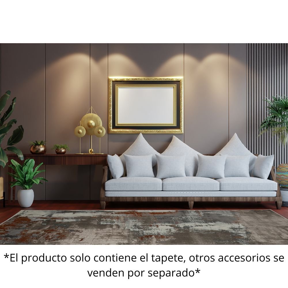 Tapete decorativo colección Elif U6031 rectangular de polipropileno y poliéster en crema y taupe
