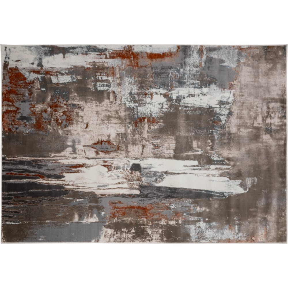 Tapete decorativo colección Elif U6031 rectangular de polipropileno y poliéster en crema y taupe