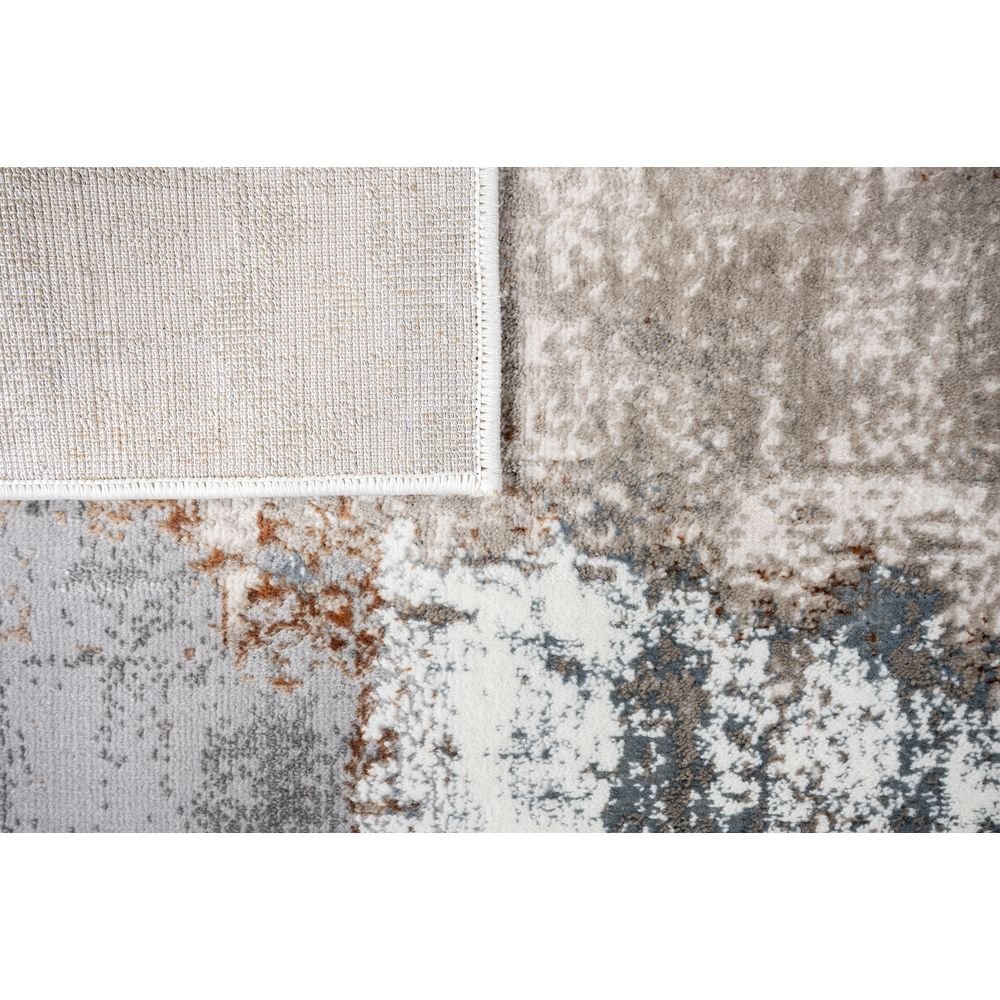 Tapete decorativo colección Elif U6031 rectangular de polipropileno y poliéster en crema y taupe