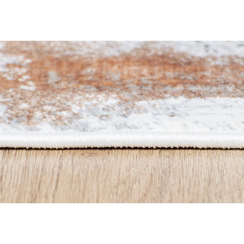 Tapete decorativo colección Elif U6031 rectangular de polipropileno y poliéster en crema y taupe