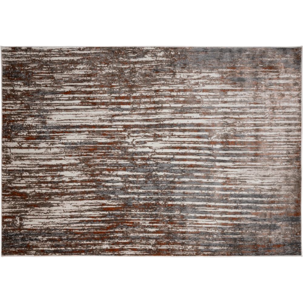 Tapete colección Elif U6032 rectangular de polipropileno y poliéster en tono crema taupe