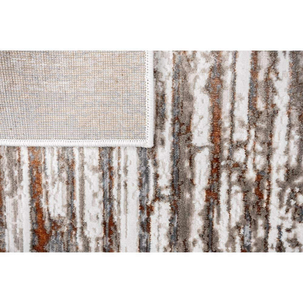 Tapete colección Elif U6032 rectangular de polipropileno y poliéster en tono crema taupe