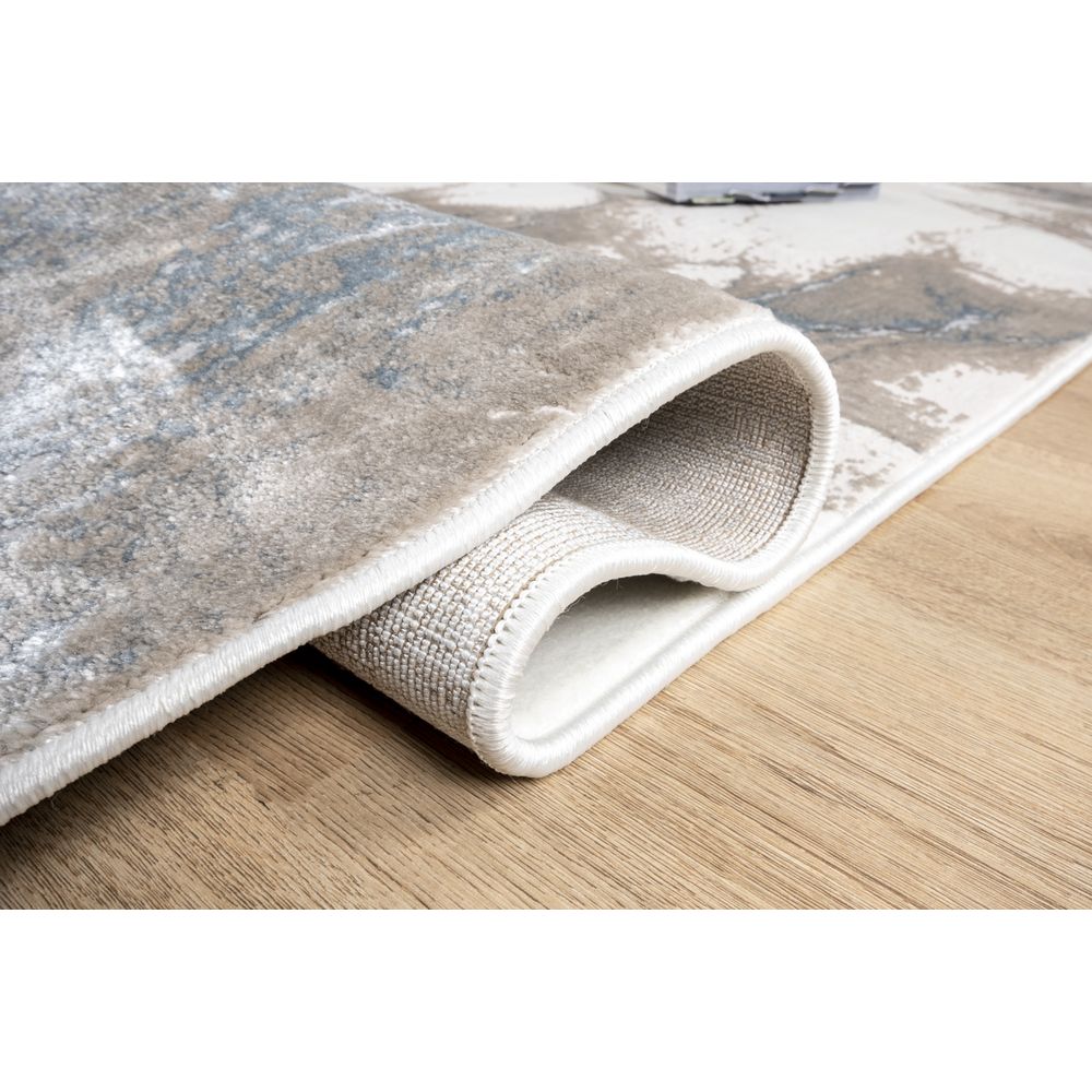Tapete decorativo colección Elif U6033 rectangular en polipropileno y poliéster color plata taupe