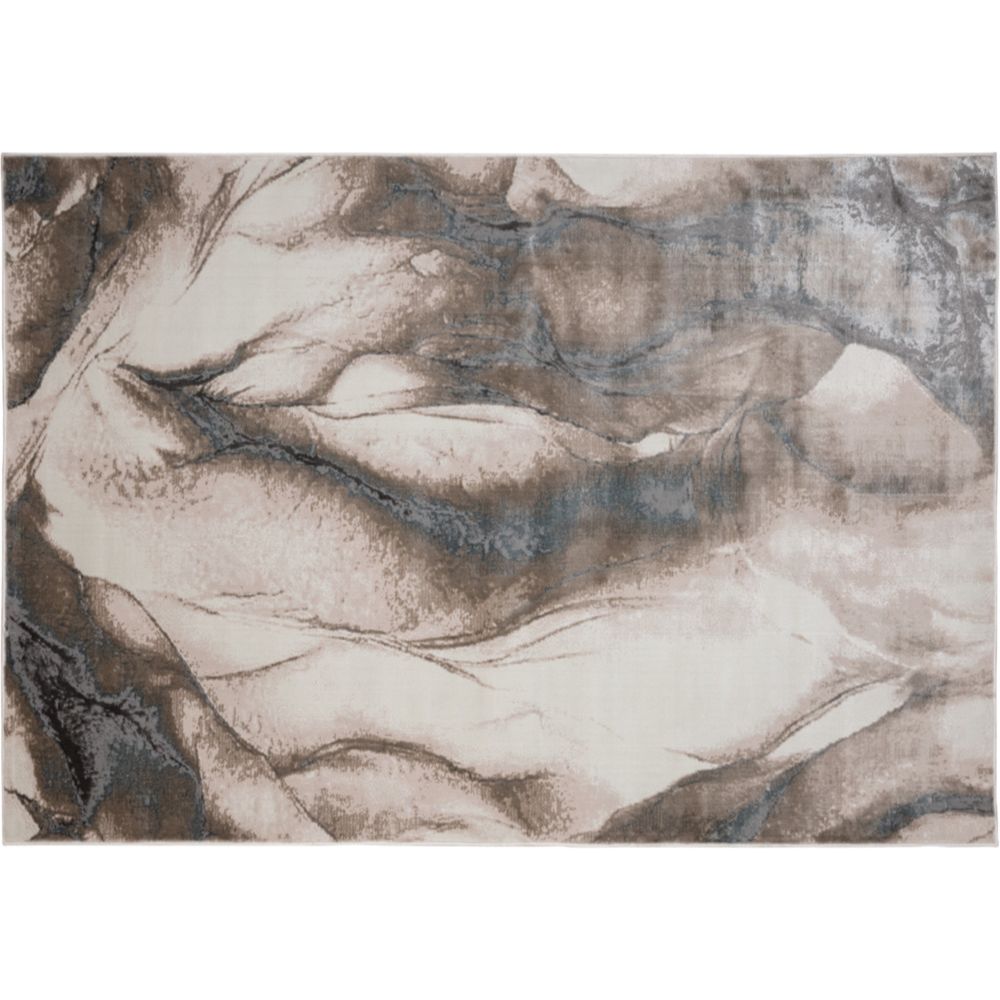 Tapete decorativo colección Elif U6033 rectangular en polipropileno y poliéster color plata taupe
