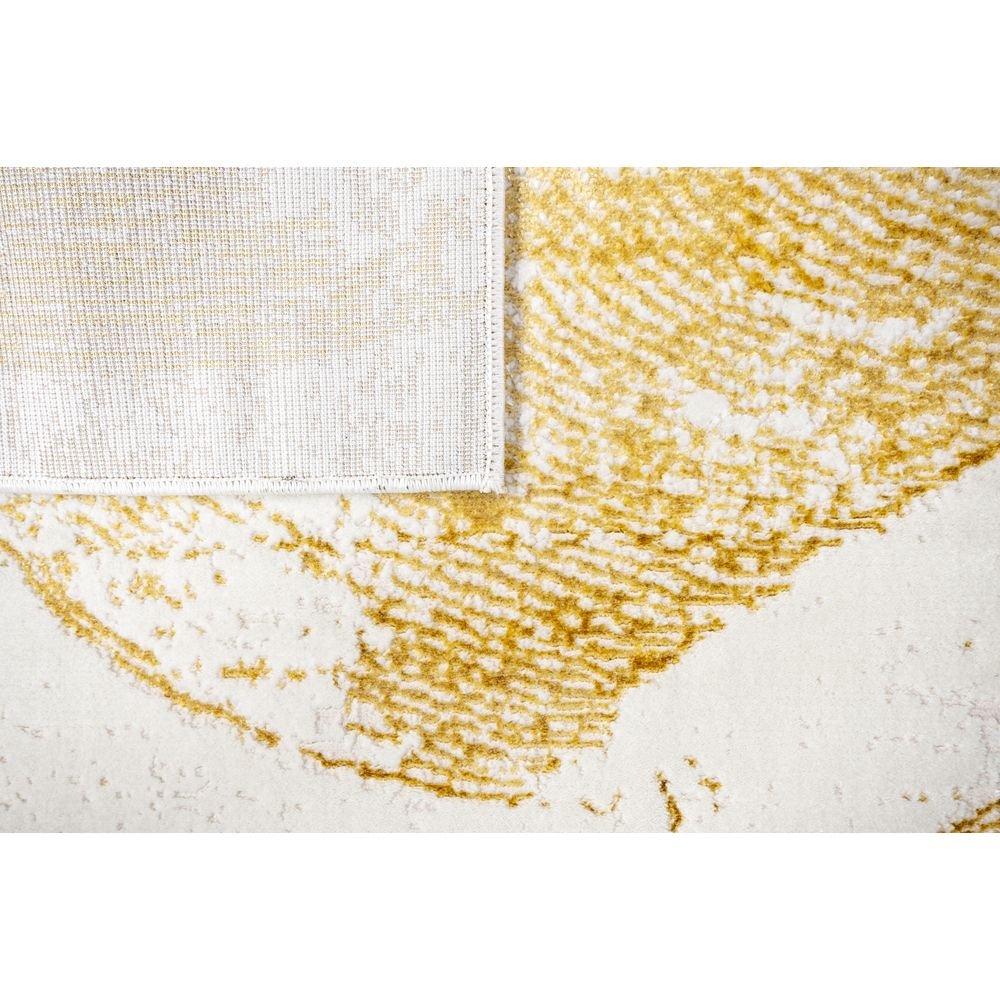 Tapete decorativo Elif U6034 rectangular de polipropileno y poliéster en oro y taupe