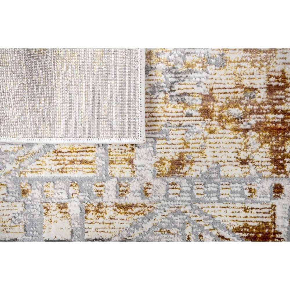 Tapete decorativo colección Elif U6035 rectangular de polipropileno y poliéster en oro taupe