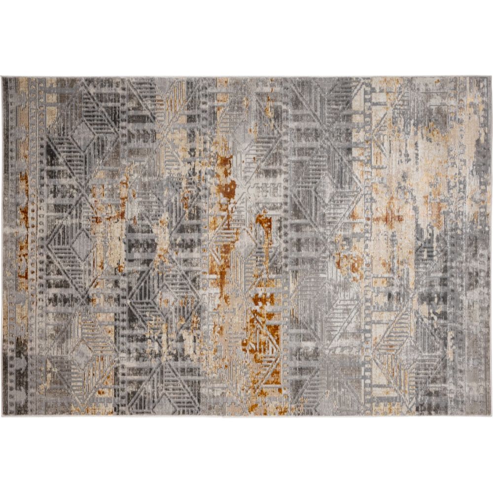 Tapete decorativo colección Elif U6035 rectangular de polipropileno y poliéster en oro taupe
