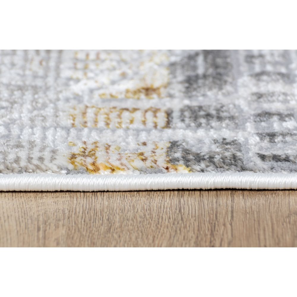 Tapete decorativo colección Elif U6035 rectangular de polipropileno y poliéster en oro taupe