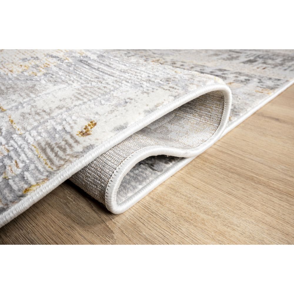 Tapete decorativo colección Elif U6035 rectangular de polipropileno y poliéster en oro taupe