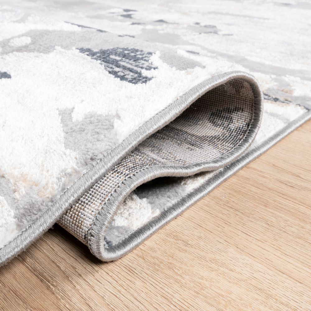 Tapete decorativo colección Jasmine U5009 rectangular de poliéster pelo corto en tonos gris y negro