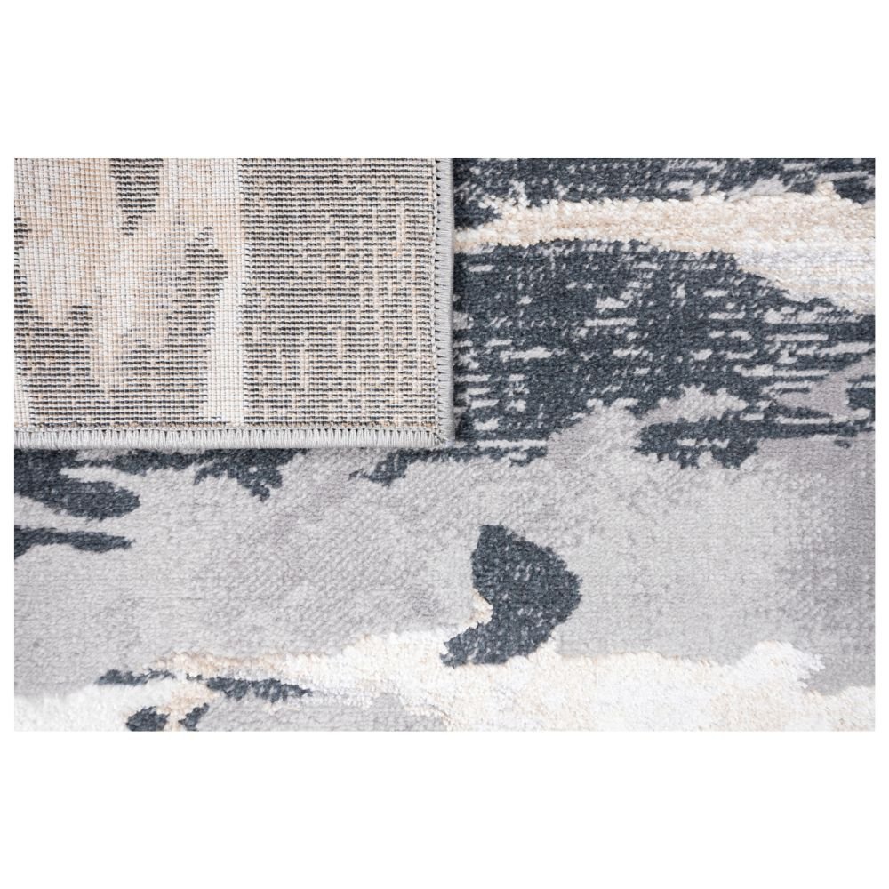 Tapete decorativo colección Jasmine U5009 rectangular de poliéster pelo corto en tonos gris y negro