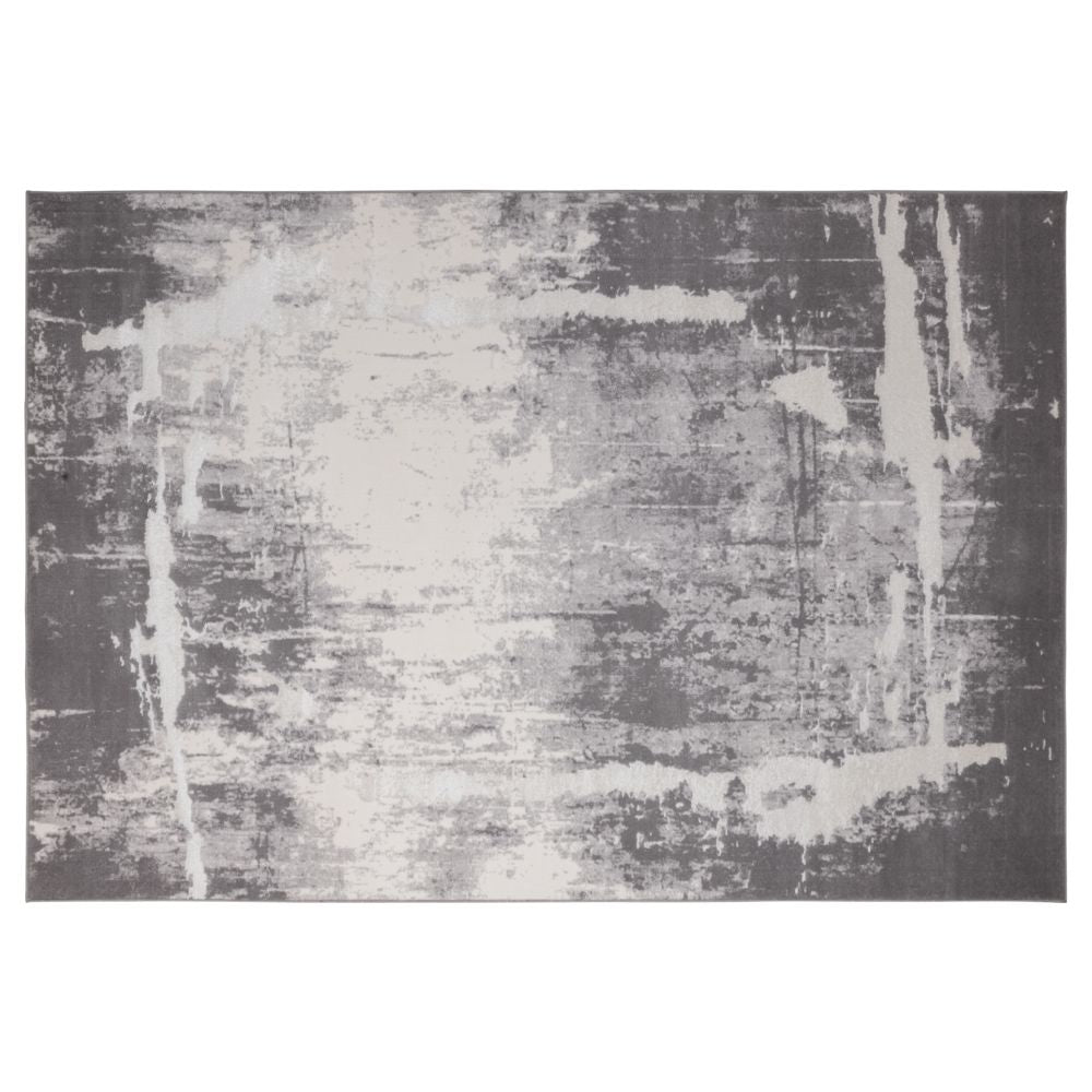 Tapete decorativo colección Jasmine U5010 rectangular de poliéster en tonos gris y negro