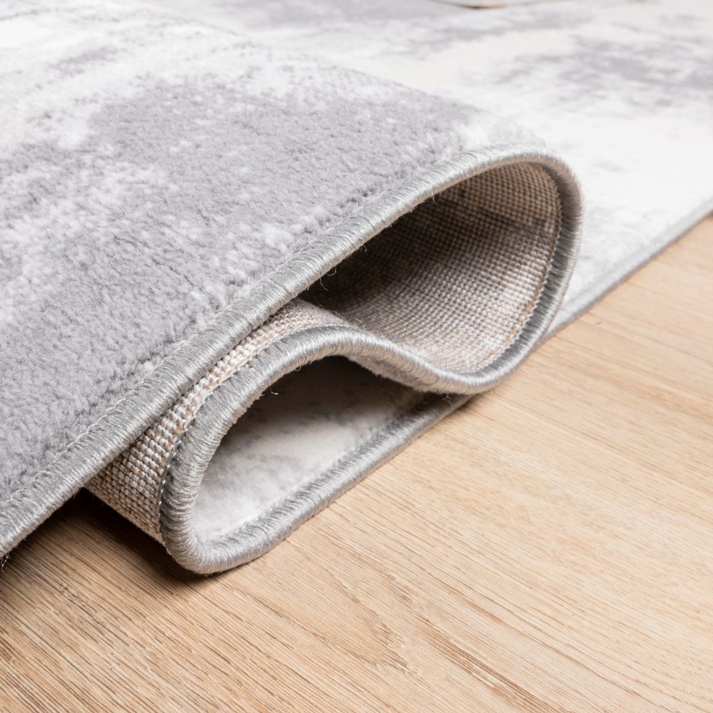 Tapete decorativo colección Jasmine U5010 rectangular de poliéster en tonos gris y negro