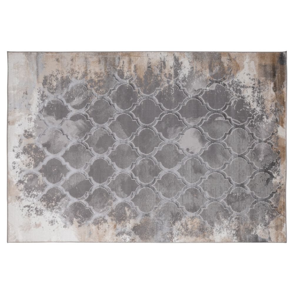 Tapete colección Jasmine U5012 rectangular de poliéster pelo corto en tono gris negro