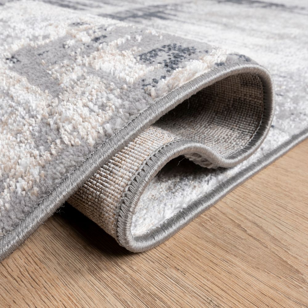 Tapete decorativo colección Jasmine U5013 rectangular en poliéster color gris negro