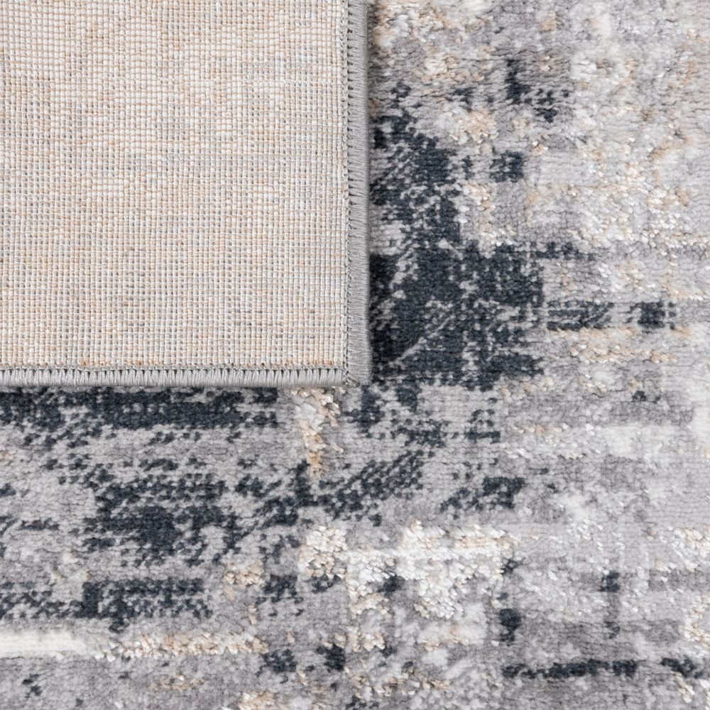 Tapete decorativo colección Jasmine U5013 rectangular en poliéster color gris negro