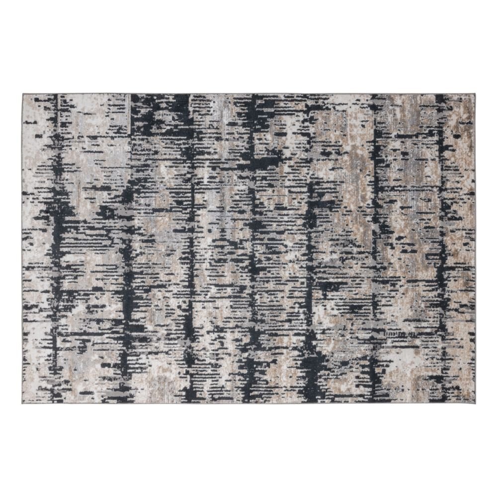 Tapete decorativo Jasmine U5014 rectangular de poliéster en gris y negro