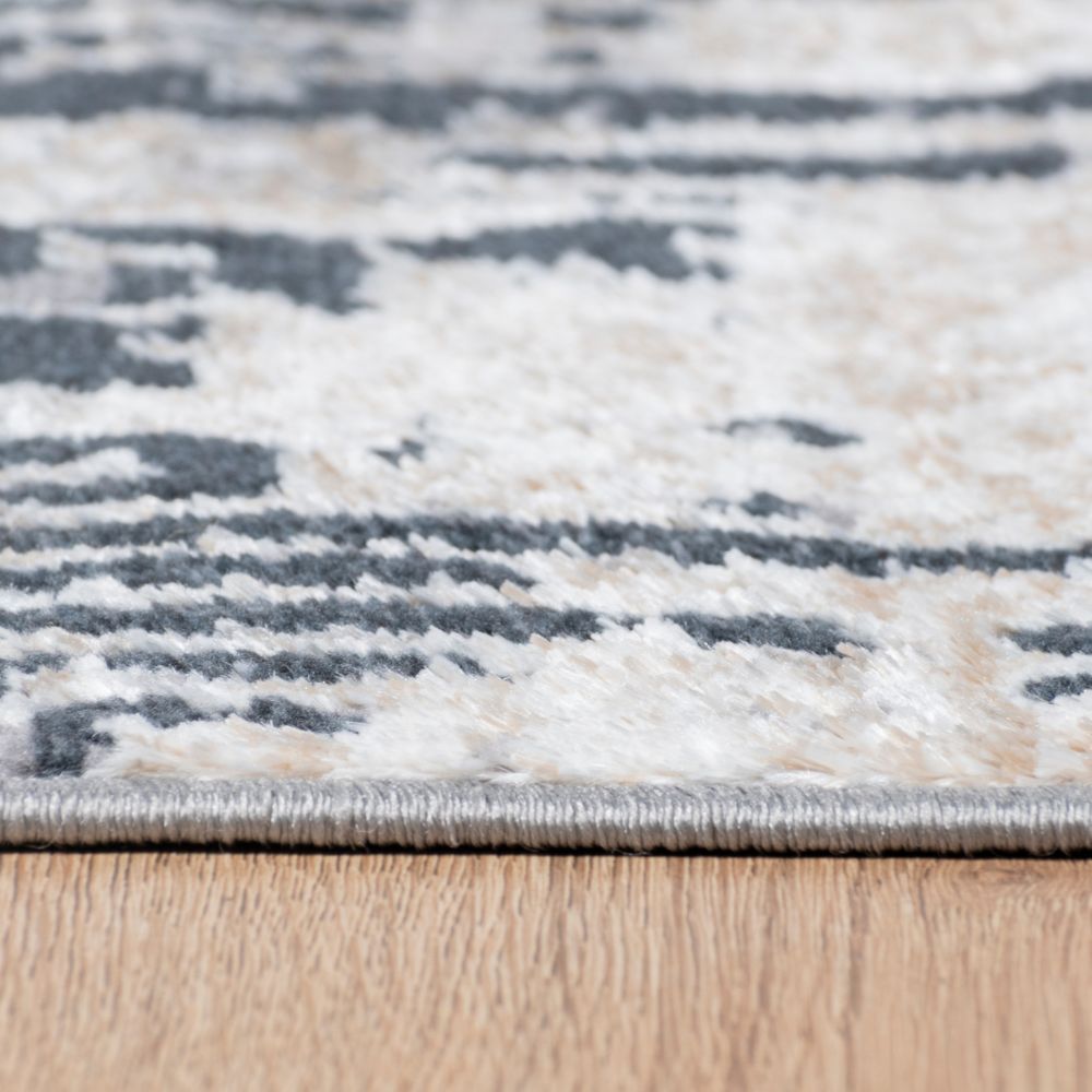 Tapete decorativo Jasmine U5014 rectangular de poliéster en gris y negro