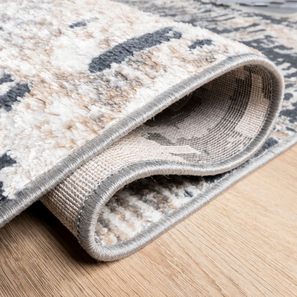 Tapete decorativo Jasmine U5014 rectangular de poliéster en gris y negro
