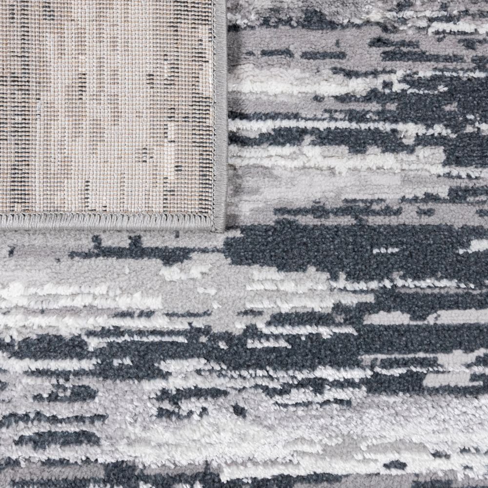 Tapete decorativo colección Jasmine U5016 rectangular de poliéster en gris negro