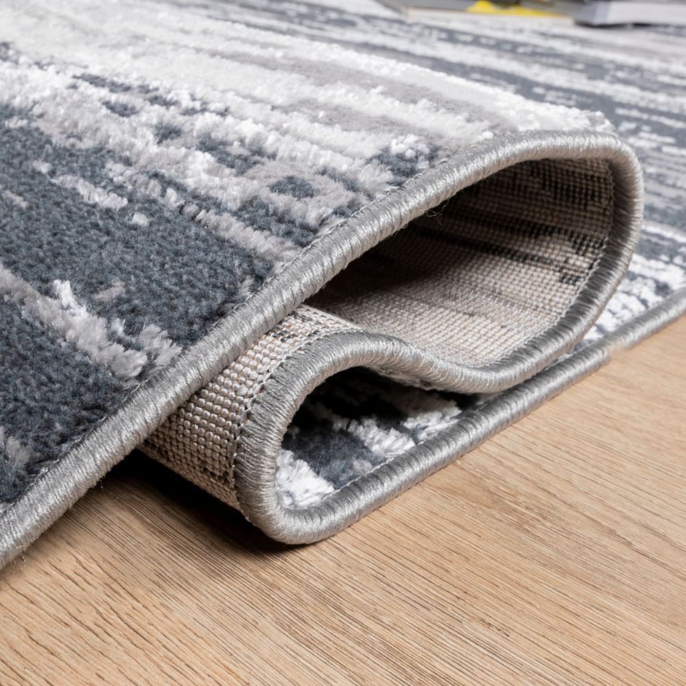 Tapete decorativo colección Jasmine U5016 rectangular de poliéster en gris negro