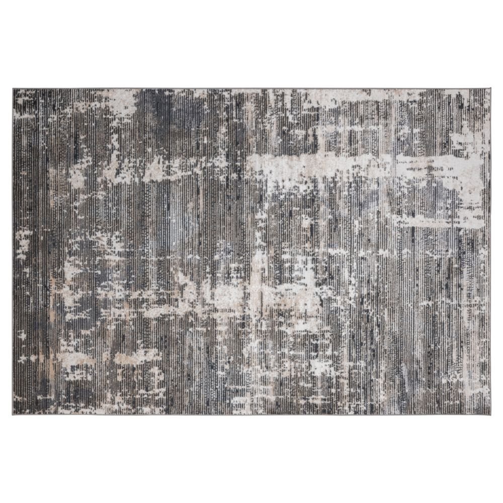 Tapete decorativo colección Jasmine rectangular en poliéster gris con negro de pelo corto