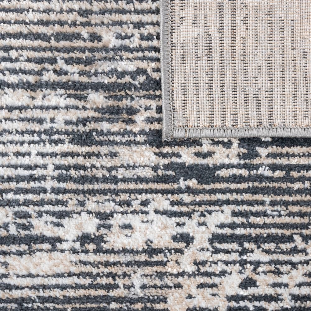 Tapete decorativo colección Jasmine rectangular en poliéster gris con negro de pelo corto