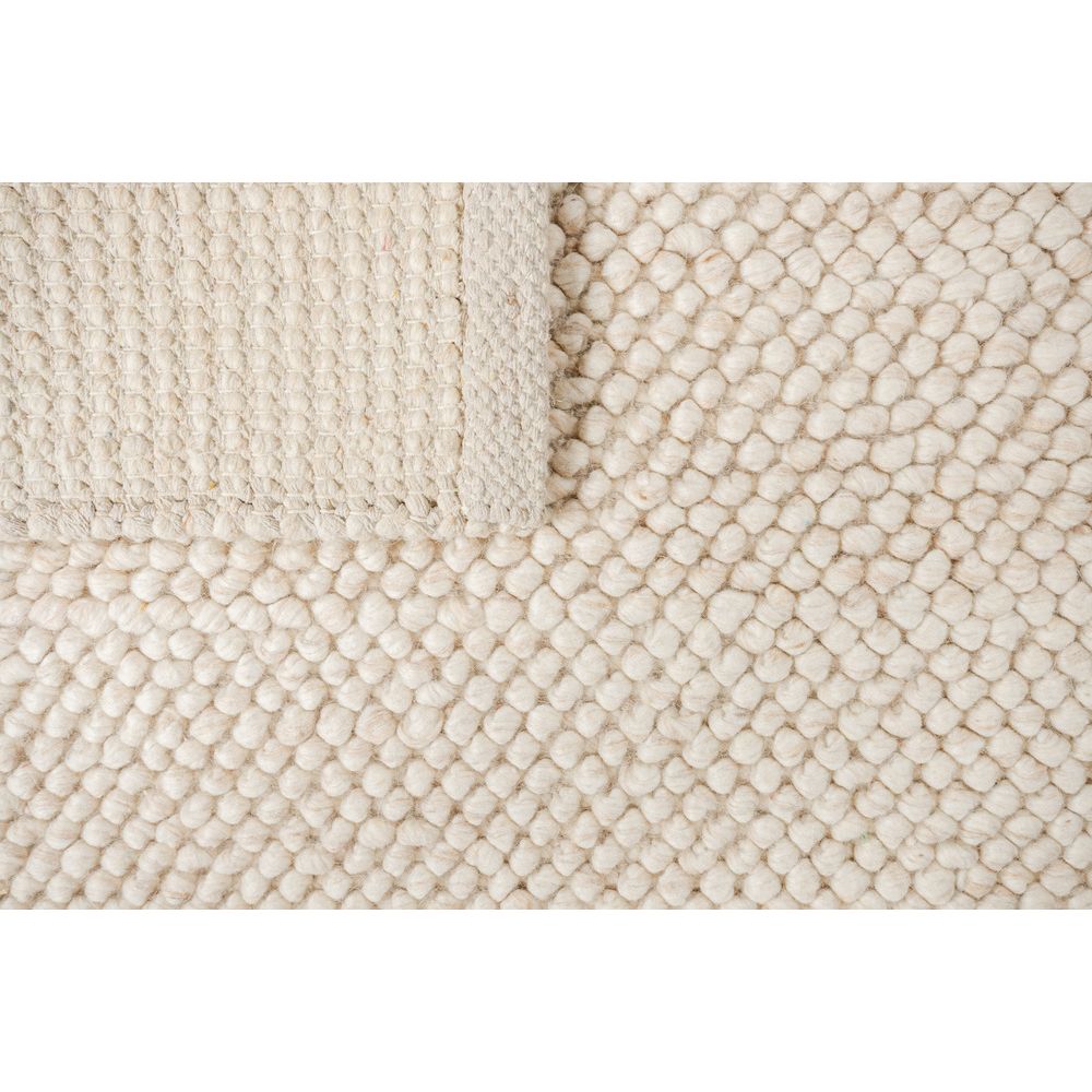 Tapete decorativo colección Latur N8002 rectangular de lana, algodón y poliéster pelo corto en color marfil