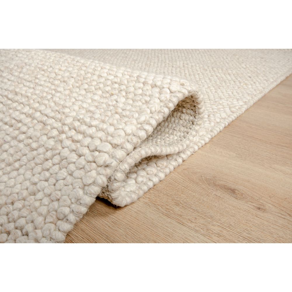 Tapete decorativo colección Latur N8002 rectangular de lana, algodón y poliéster pelo corto en color marfil