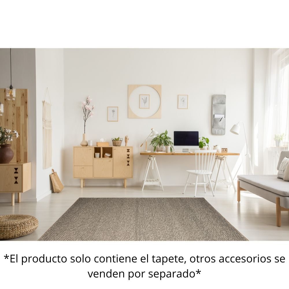 Tapete decorativo colección Latur N8003 rectangular de lana, algodón y poliéster en color gris