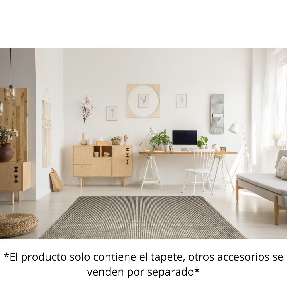 Tapete colección Latur N8004 rectangular de lana, algodón y poliéster en tono gris marfil
