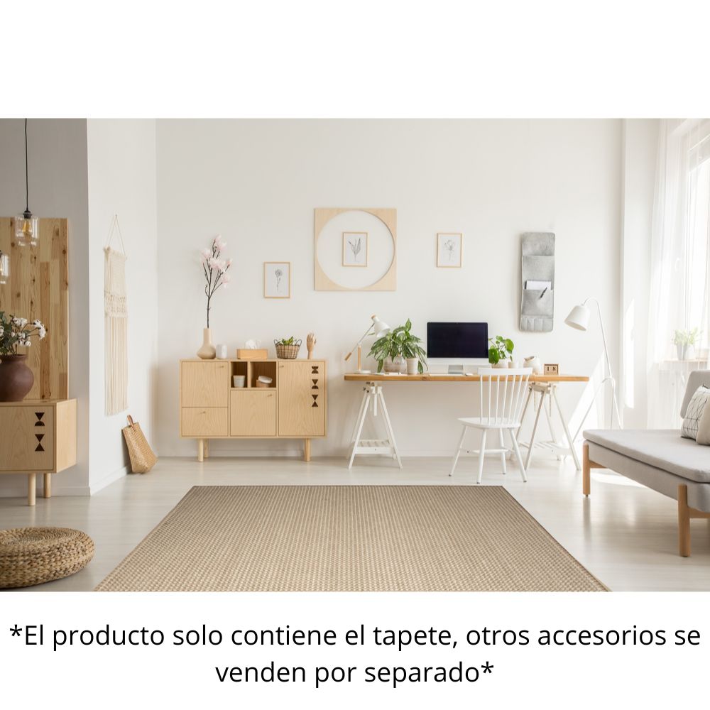 Tapete decorativo colección Latur N8005 rectangular en lana y algodón color café beige