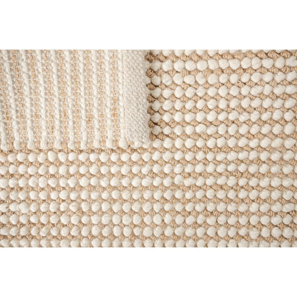 Tapete decorativo Latur N8006 rectangular de lana y algodón en beige yute