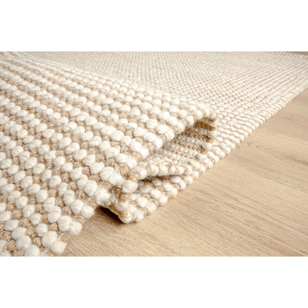 Tapete decorativo Latur N8006 rectangular de lana y algodón en beige yute